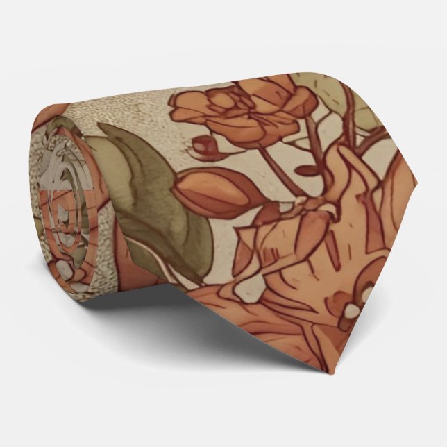Thanksgiving, Fall Leaves and Pumpkins Pattern Nec Neck Tie (Rolled)