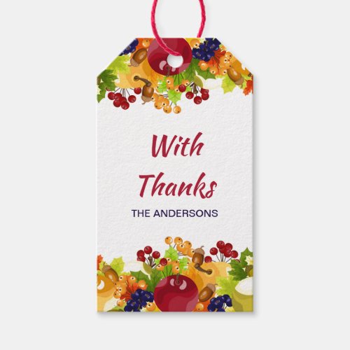 Thanksgiving Fall Leaves Apples Personalized Gift Tags