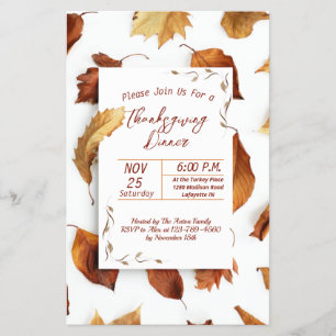 Thanksgiving Fall Leaves Dinner Invitation Flyer