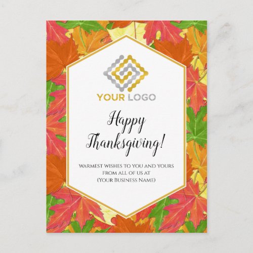 Thanksgiving Fall Leaves Logo Business Postcard