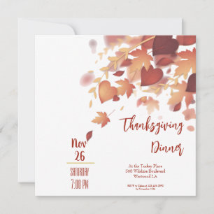 Thanksgiving Fall Leaves Love Dinner Invitation