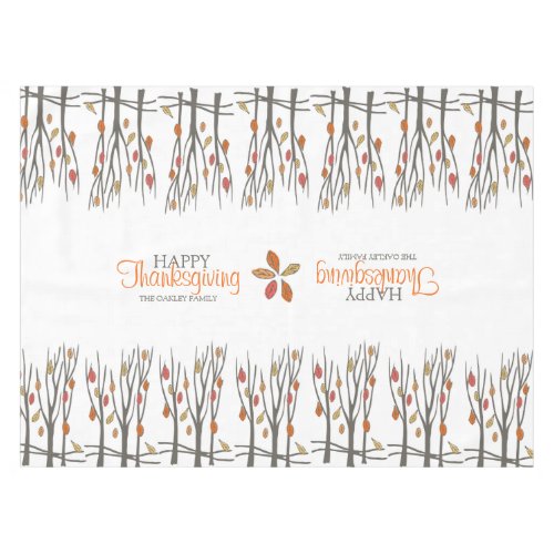 Thanksgiving fall leaves personalized family name tablecloth