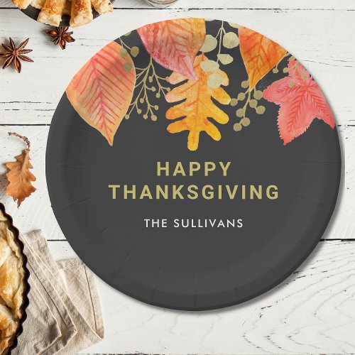 Thanksgiving Fall Leaves Personalized Paper Plates