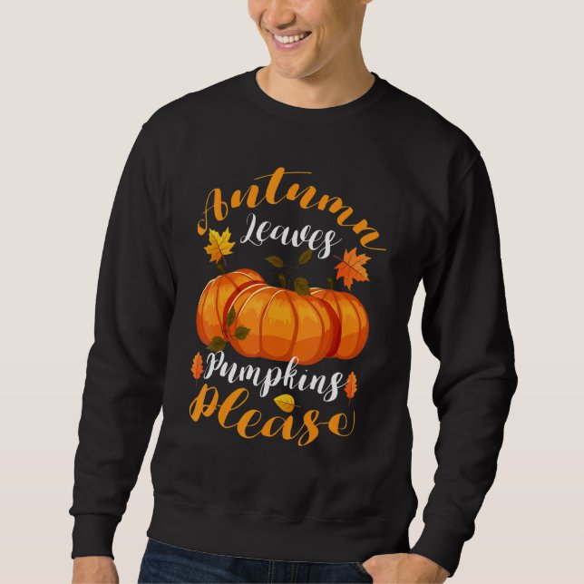 Thanksgiving Fall Mom  Autumn Leaves and Pumpkin P Sweatshirt (Front)