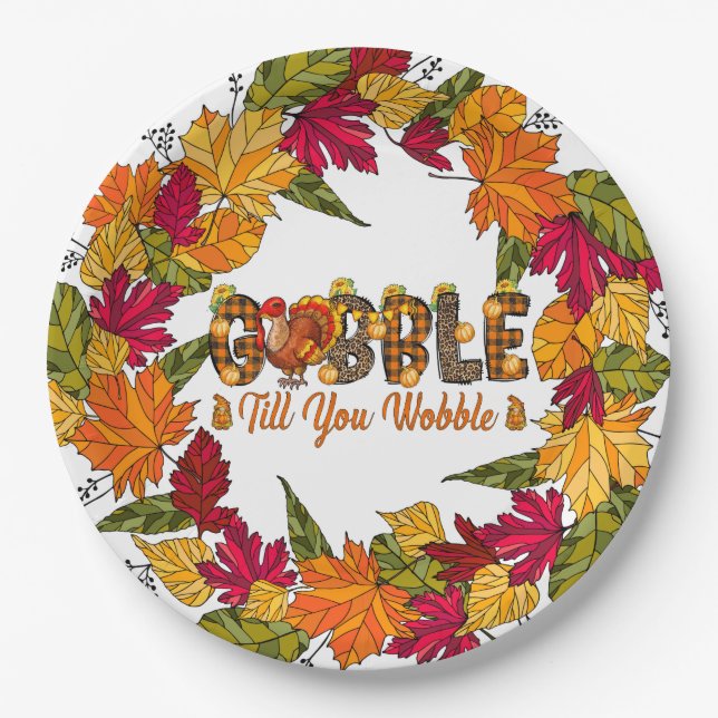 Thanksgiving Fall  Paper Plates (Front)