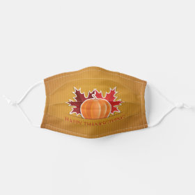 Thanksgiving Fall Pumpkin and Leaf Cloth Face Mask