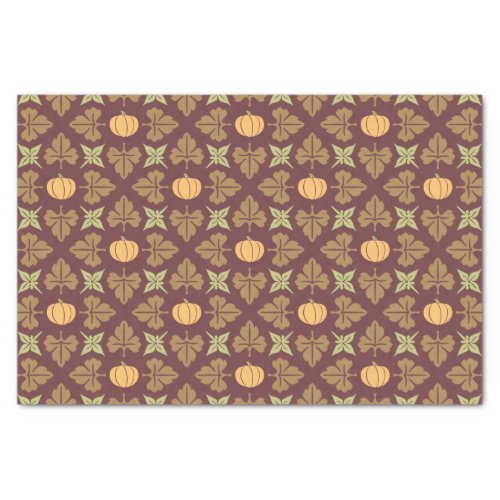 Thanksgiving Fall Pumpkin Autum Leaf Pattern Dark Tissue Paper