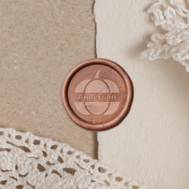 Thanksgiving Fall Pumpkin Monogram Family Name Wax Seal Sticker (Creator Uploaded)