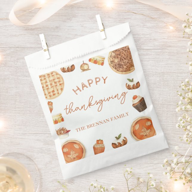 Thanksgiving Fall Pumpkin Pie Favor Bag  (Clipped)