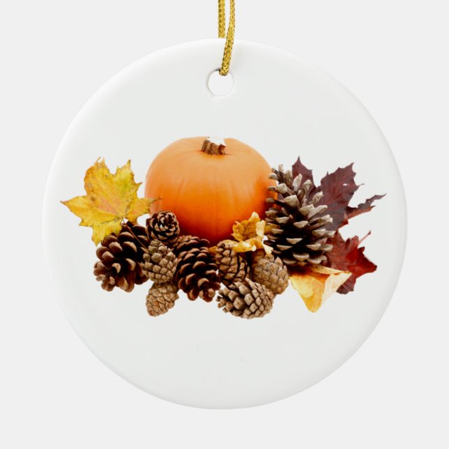Thanksgiving / fall still life ceramic ornament (Front)