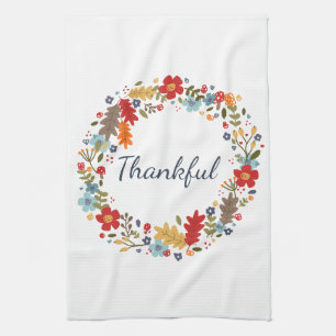 Thanksgiving Fall Thankful Wreath Home Decor Kitchen Towel