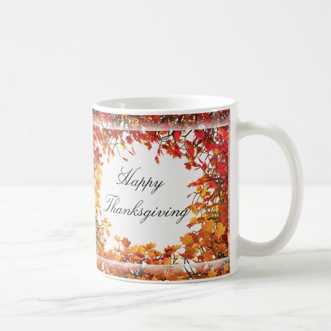 Thanksgiving Fall Tree Circle Coffee Mug (Right)