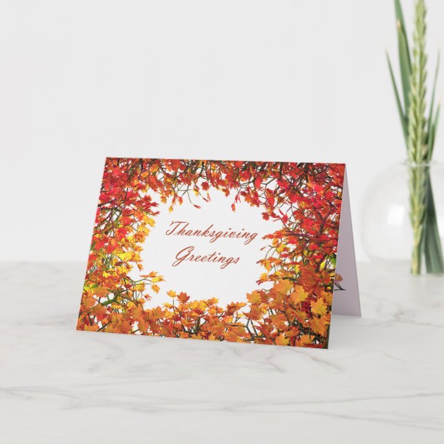 Thanksgiving Fall Tree Circle Holiday Card (Front)