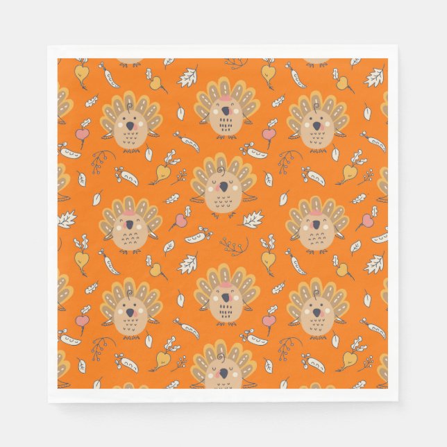 Thanksgiving Fall Turkey Napkins (Front)