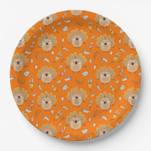 Thanksgiving Fall Turkey Paper Plates