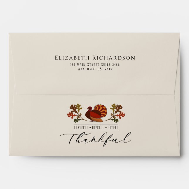 Thanksgiving Fall Turkey Thankful Envelopes (Back (Top Flap))