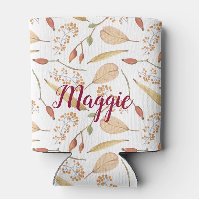 Thanksgiving Fall Woodland Pattern Can Cooler (Back)