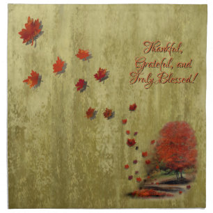 Thanksgiving Falling Leaves Landscape Cloth Napkin
