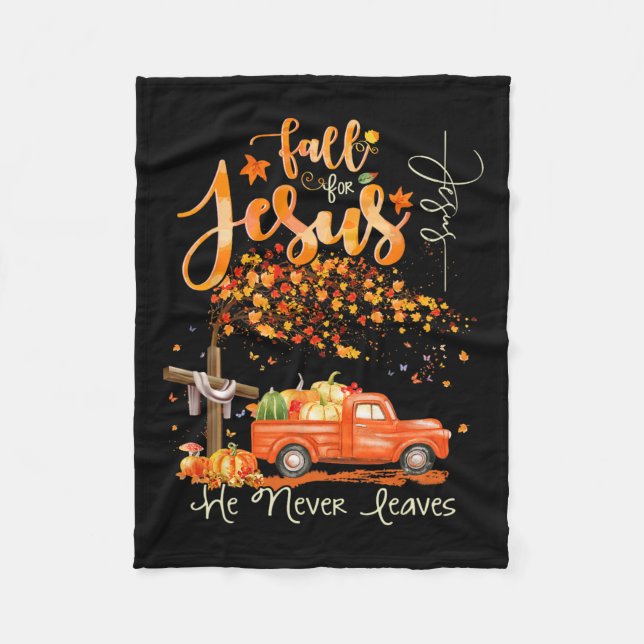 Thanksgiving Family Autumn Fall Christian Hallowee Fleece Blanket (Front)