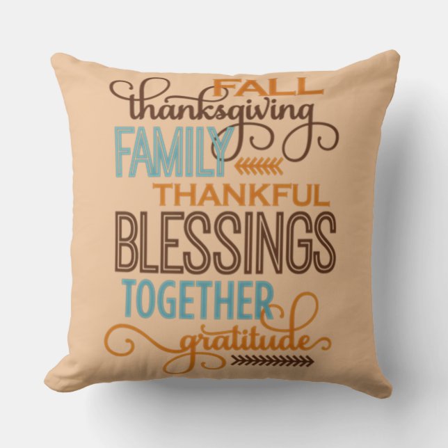 Thanksgiving Family Blessings Throw Pillow (Front)