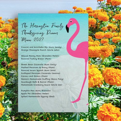 Thanksgiving Family Dinner Flamingo Menu Template