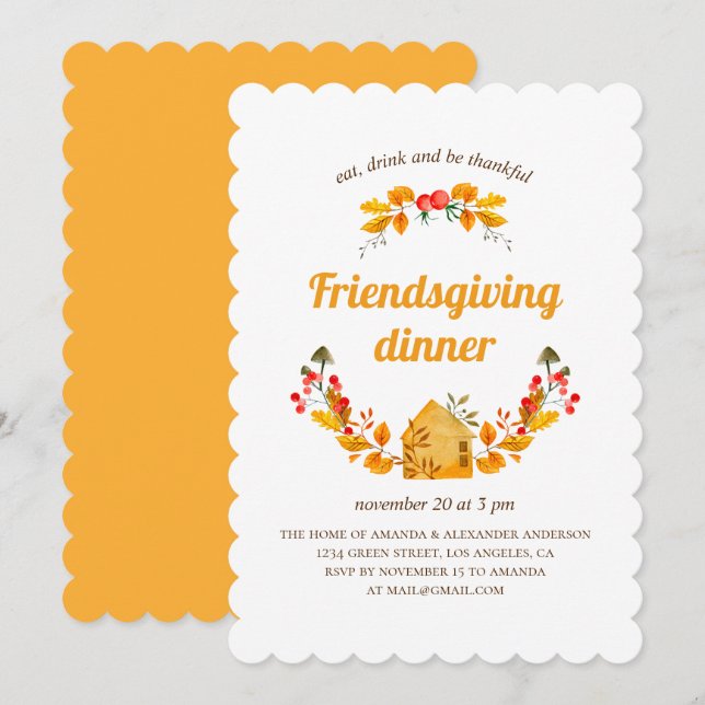 Thanksgiving family dinner. Friendsgiving feast Invitation (Front/Back)