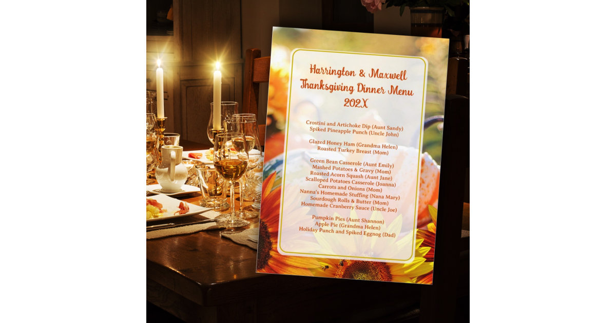 Thanksgiving Family Dinner Menu Template | Zazzle