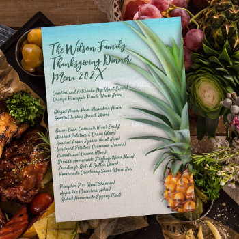 Thanksgiving Family Dinner Pineapple Menu Template by holiday_store at Zazzle