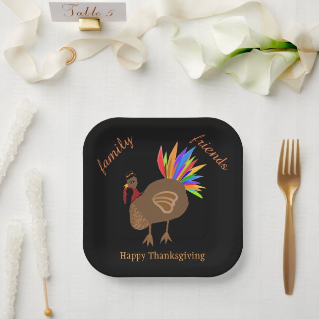 Thanksgiving Family Friends Male Turkey Paper Plates (Wedding)