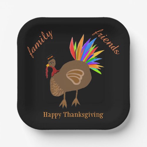 Thanksgiving Family Friends Male Turkey Paper Plates