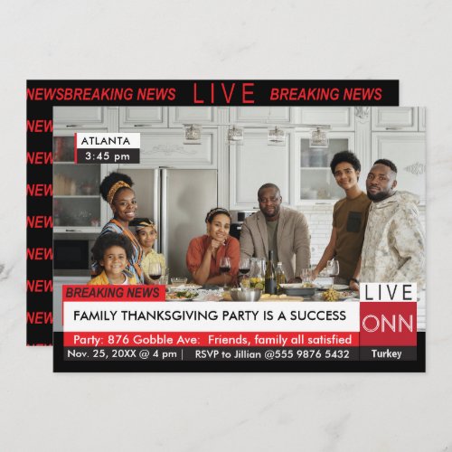 Thanksgiving Family  Party Breaking TV News Value Invitation
