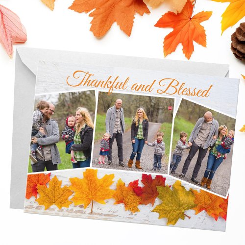 Thanksgiving Family Photo Elegant Thankful Card