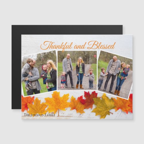Thanksgiving Family Photo Thankful Blessed Magnet