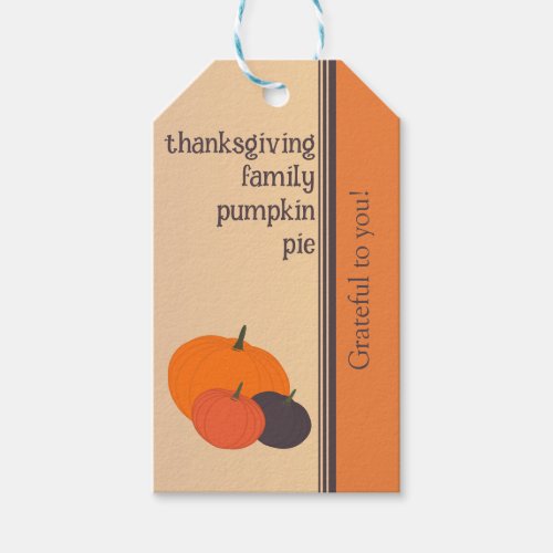 Thanksgiving Family Pumpkin Pie Gift Tags