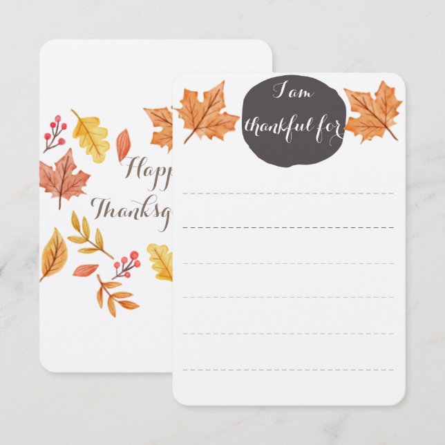 Thanksgiving Family Table Activity | Thankful List Invitation (Front/Back)