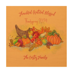 Thanksgiving Family Wood Wall Plaque Customizable Art