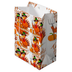 Thanksgiving farmer turkey medium gift bag
