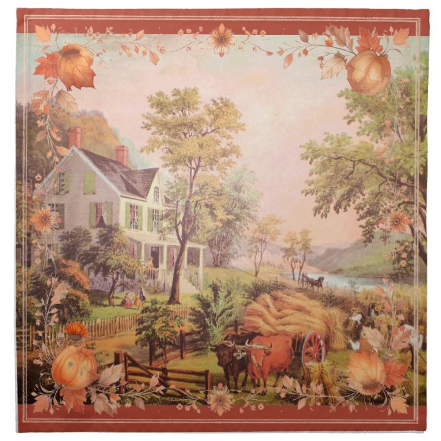 Thanksgiving Farmers Home Harvest  Cloth Napkin (Front)