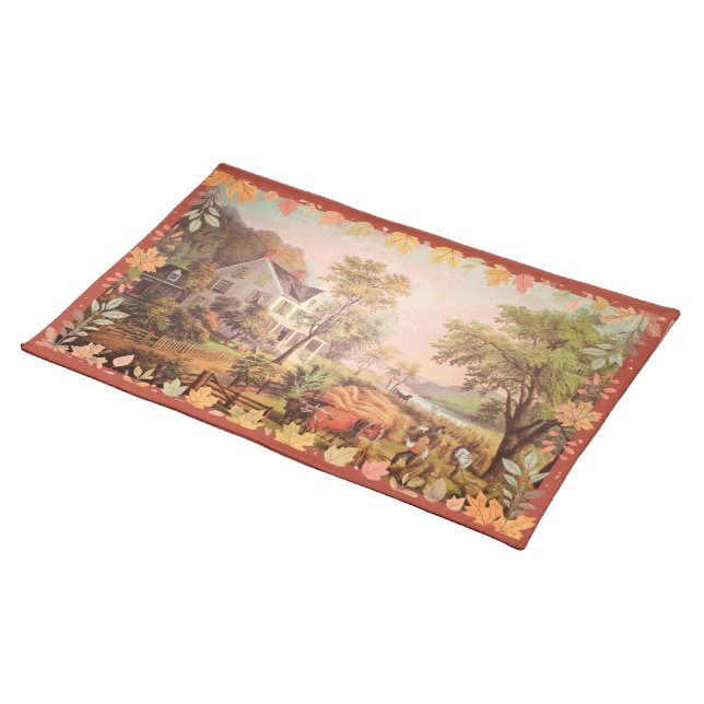 Thanksgiving Farmers Home Harvest  Cloth Placemat (On Table)