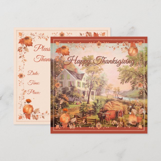 Thanksgiving Farmers Home Harvest  Invitation (Front/Back)