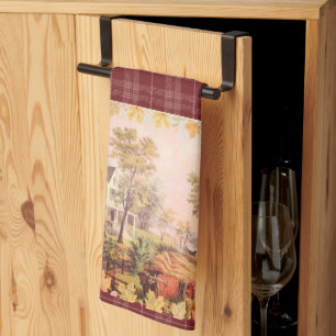 Thanksgiving Farmers Home Harvest Plaid Kitchen Towel