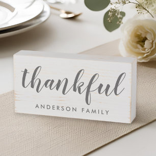 Thanksgiving Farmhouse Decor Family Name Wooden Box Sign