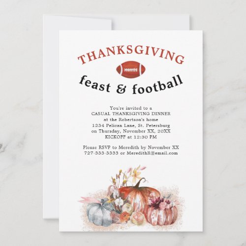 Thanksgiving Feast and Football Dinner Party Invitation