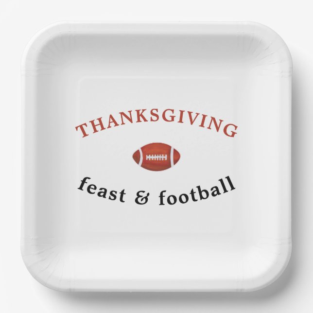 Thanksgiving Feast and Football Dinner Party Paper Plates (Front)