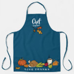Thanksgiving Feast Blue | Personalized Holiday Apron at Zazzle