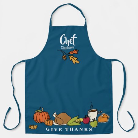 Thanksgiving Feast Blue | Personalized Holiday Apron