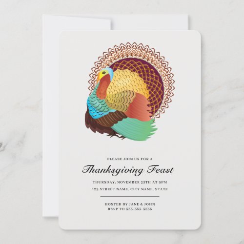 Thanksgiving Feast Dinner with Turkey Invitation