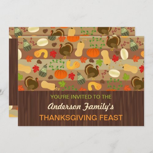 Thanksgiving Feast Fall Dinner Party Autumn Turkey Invitation