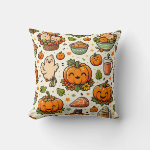 Thanksgiving feast family throw pillow