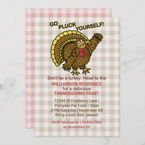 Thanksgiving Feast Funny Turkey Fall Dinner Party Invitation